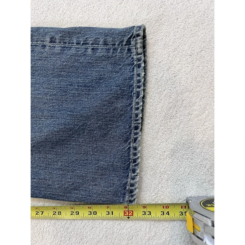 Vtg Y2K J Crew Jeans Mens 36x32 Loose Fit Straight Made in USA Denim Distressed